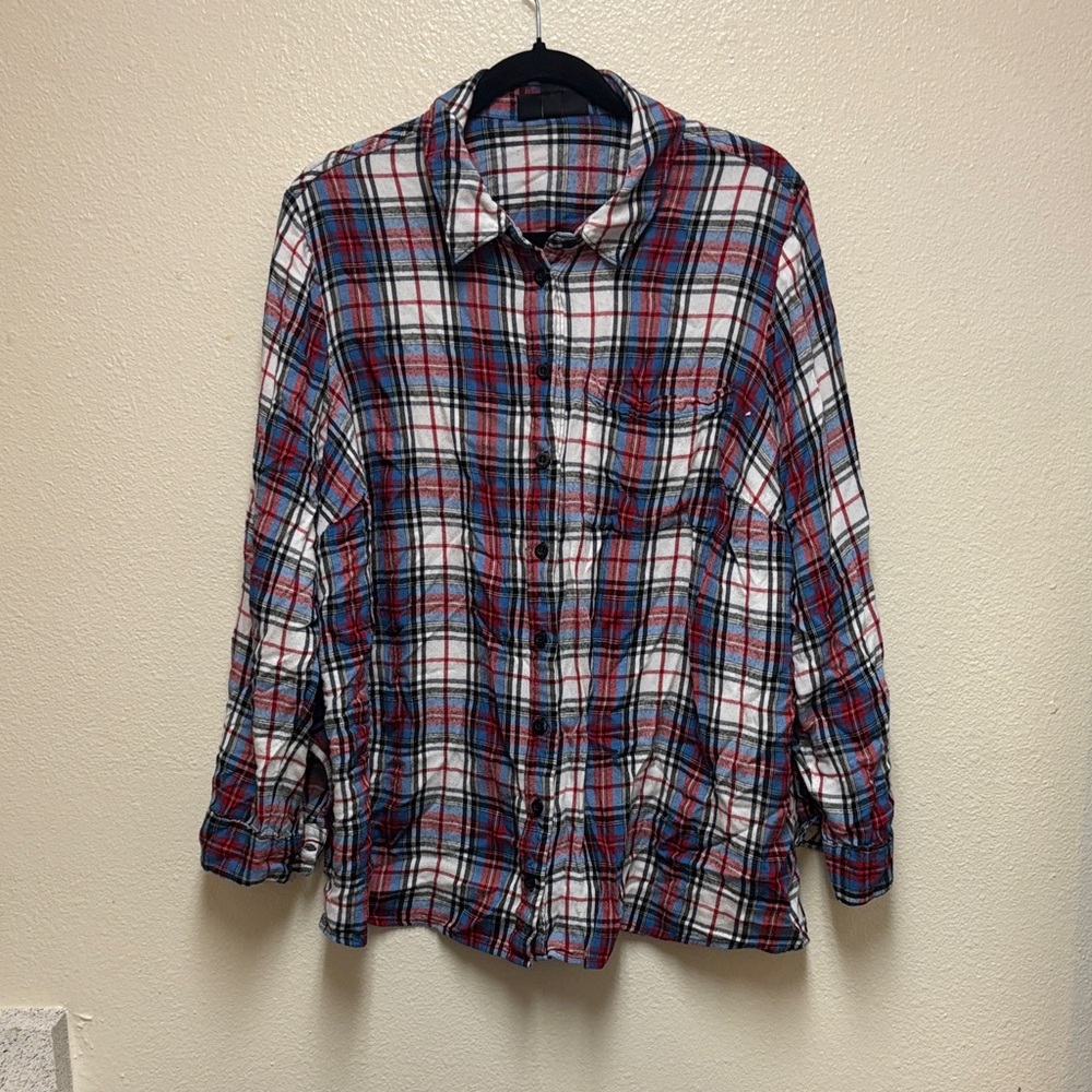 Lane Bryant Red and Blue Plaid Blouse